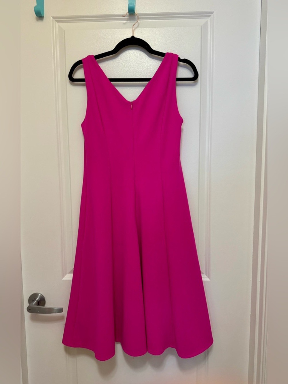 Donna Morgan Hot Pink/Magenta Midi A-Line Dress w/ pockets! Summer, Cocktail - Picture 3 of 9
